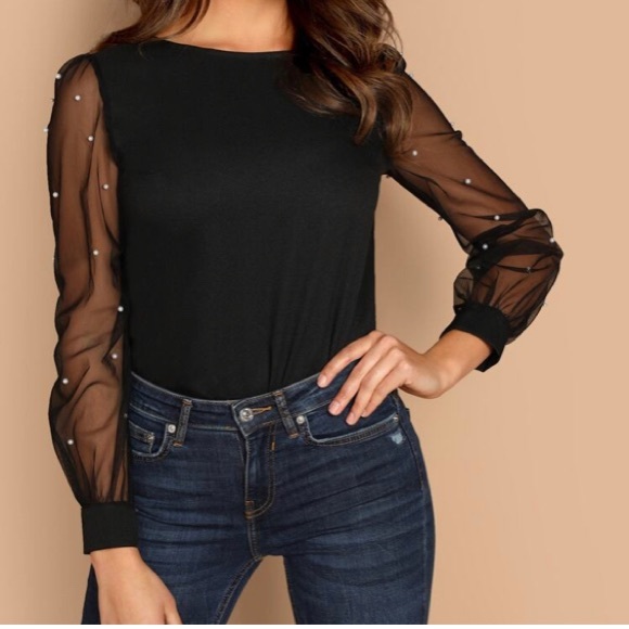 SHEIN Tops - 3/$10 ✨ Beaded Sleeve Blouse